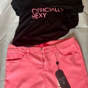 Guess jean skirt outfit